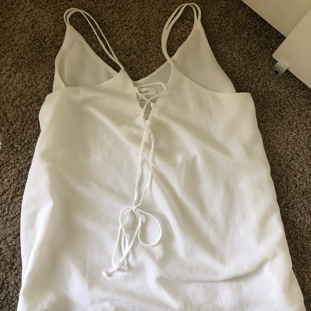White summer tank with criss cross